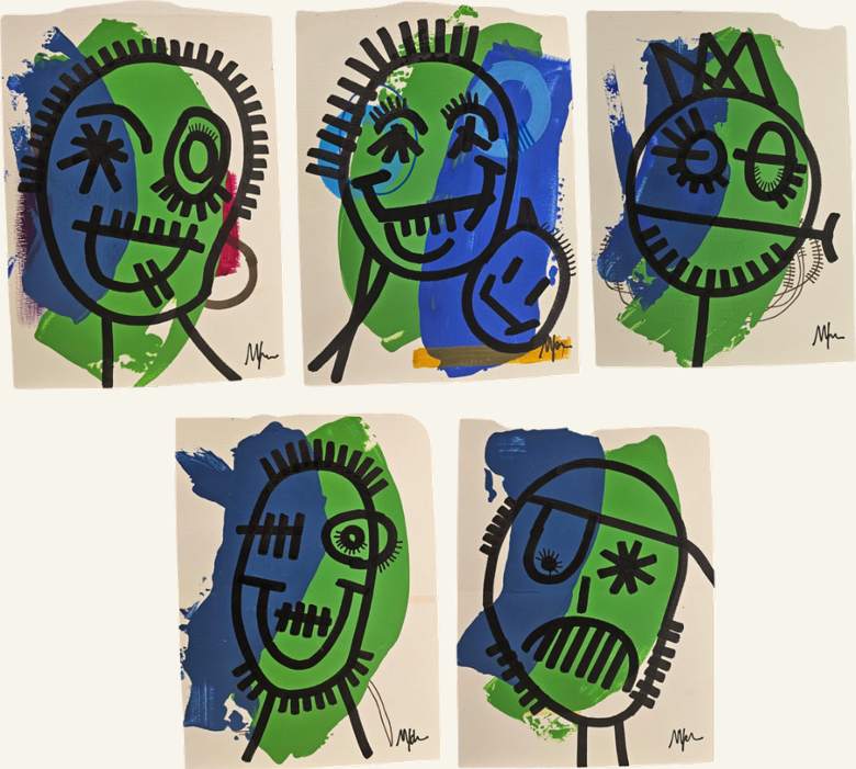 Retratos de Um Carnaval Silencioso, Acrílica sobre papel cartão, 2023, de Marcus Yabe